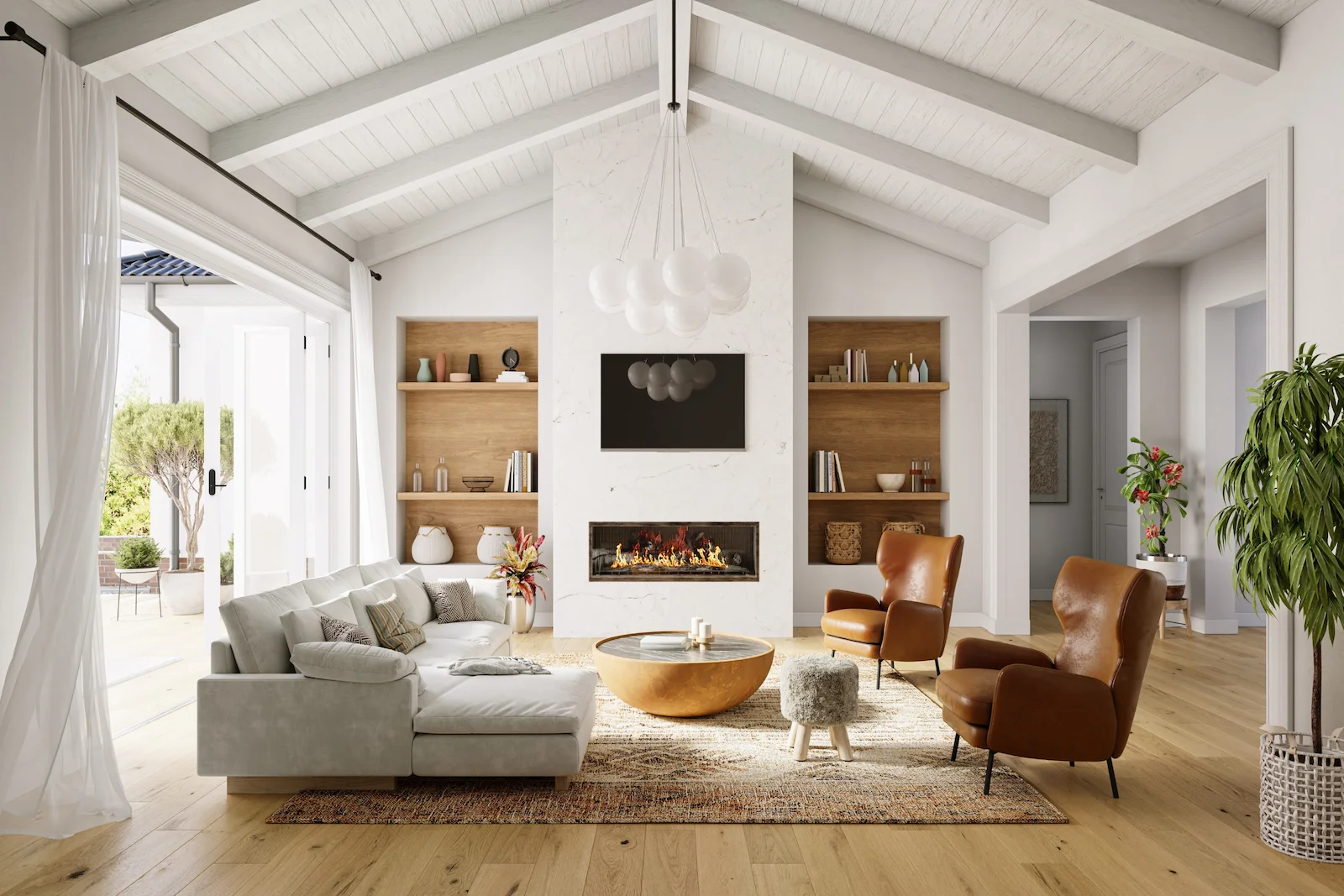 Furnished living room with sofa, chairs, décor, and household belongings, representing personal property coverage under homeowners insurance.